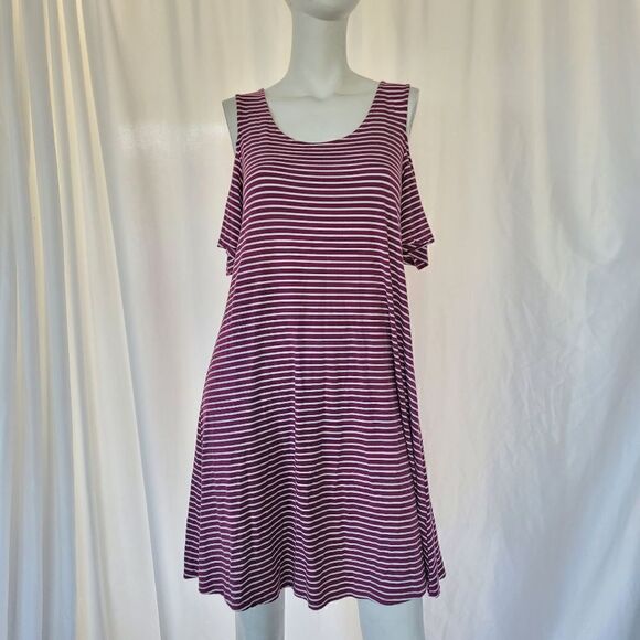 Cupio womens red white striped cold shoulder dress size M - Picture 3 of 8